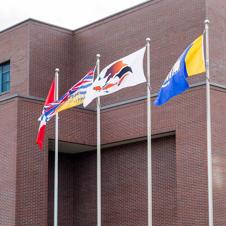 Flags in UBCO courtyard